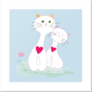 Cute Loving Cats Posters and Art